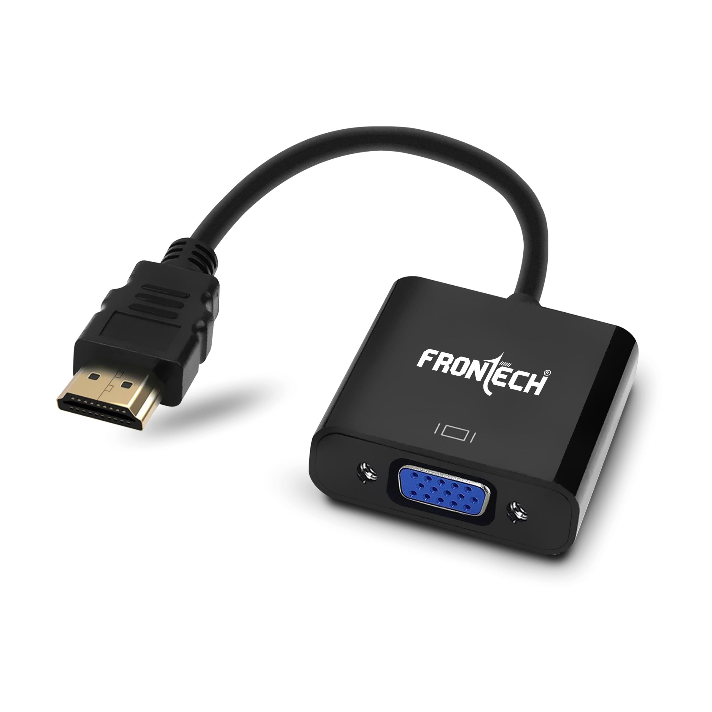 Frontech HDMI to VGA Adapter with Full HD 1080p Resolution, Gold Plated connectors, Plug Play Usage, Strong and Durable Build Quality.(NC-0037) Frontech HDMI to VGA Adapter with Full HD 1080p Resolution, Gold Plated connectors, Plug Play Usage, Strong and Durable Build Quality.(NC-0037)